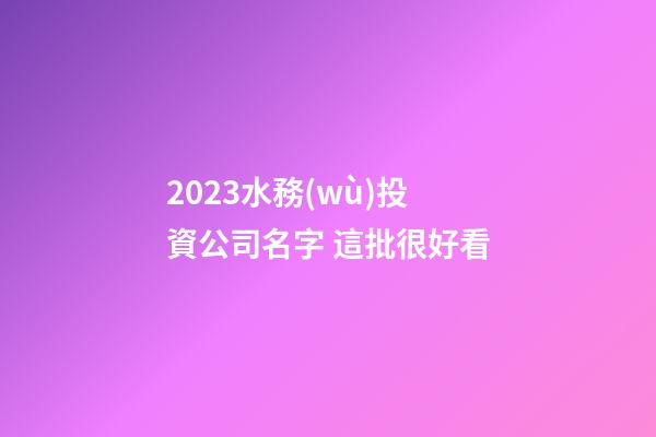 2023水務(wù)投資公司名字 這批很好看-第1張-公司起名-玄機派